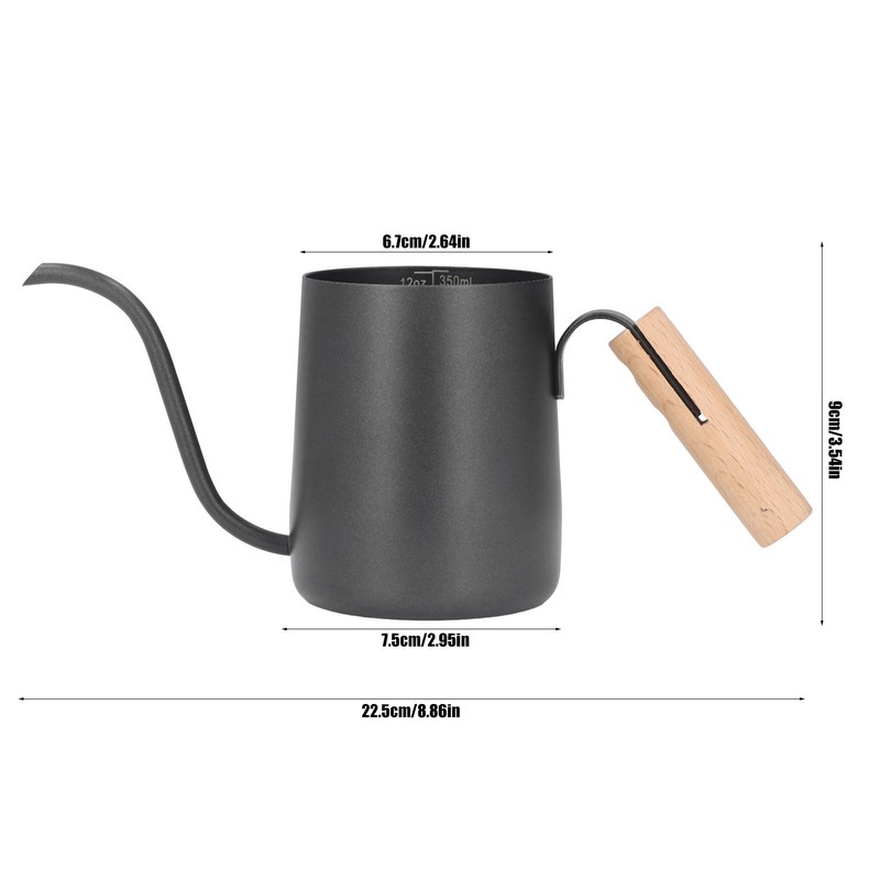 Black Stainless Steel Long Spout Drip Kettle Gooseneck Pour Over