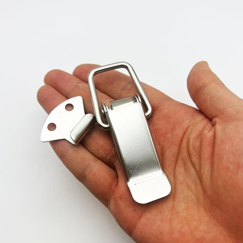 Latch, Stainless Steel Spring Loaded Toggle Latch, Silver Catch Hasp