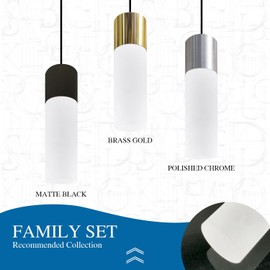 Jolux Modern Brass Gold Pendant Light Conversion Kit - Instant Recessed to Pendant Light Converter for Kitchen Island, Restaurant, Living Room & Bar, 5CCT Adjustable via Slider & Wall Switch, 1 Pack