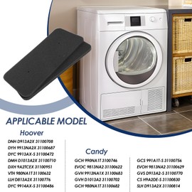 Sponge Filter Compatible with Tumble Dryer Candy 40006731/Hoover, Filter Sponge Replacement 275 x 125 x 10 mm for Heat Pump Dryer and Condenser Dryer（2Pcs）