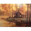 Mary Pettis Quiet Evening Whitetail Deer by Log Cabin Print