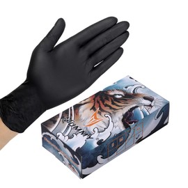 mummy Black Textured Nitrile Gloves 4 Mil,Disposable Latex-Free Gloves Powder-free For Tattoo,Piercing,Beauty Salon,Home Clean,Gardening Use,Hotel Services (S-100)