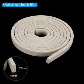 PATIKIL 3/4" Wx3/8 Tx9.8Ft Silicone Foam Seal Strip, High Density Square Solid Sponge Rubber Weather Stripping Cord for Sealing Gap Blocker Insulation, White
