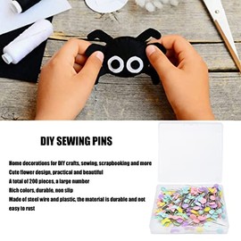 Fdit 200 Alfiler de Costura Cabeza Plana Aguja Recta Mariposa Y Cabeza de Flor Aguja de Posicionamiento Manual DIY Decoración DIY Alfiler de Posicionamiento Decorativo para Coser álbum de Recortes