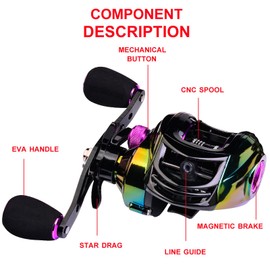 RoseFlower Fishing Reel, 9+1BB Spinning Reels, 7.2:1 High Speed Gear Ratio Max Drag 10KG/22LB, for Saltwater or Freshwater Spinning Fishing Reel (DW130, Right Hand)