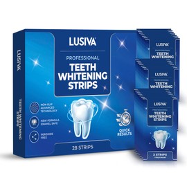 LUSIVA Professional Teeth Whitening Strips 14 Treatments | Enamel Safe Whitener, Non-Sensitive Formula | Dentist Approved, Quick & Visible Whitening Results | Pack of 28 Strips + Mouth Opener Included