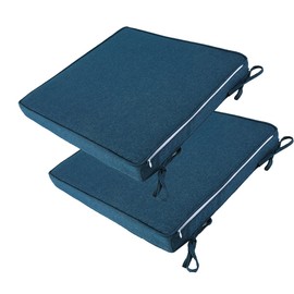FUNHOME Outdoor Chair Cushions 18"x18"x2.5" Set of 2,Waterproof Patio Chair Cushion with Zipper&Ties,18x18 Inch Replacement Square Seat Cushion for Garden Chairs(Denim Blue)