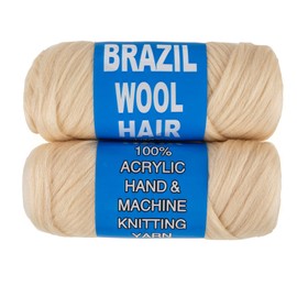 Samtress 2 Roll Brazilian Wool Hair Extensions Acrylic Yarn for African Crochet Braids Hand Knitting Box Braids Jumbo Braids Senegalese Twisting Faux locs Spiral Corkscrews Braids Twist Wraps (#613)