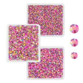 qiipii Rose Pink AB Resin Rhinestones for Crafting 3mm 4mm 5mm Hot Pink Flatback Stones SS10 SS16 SS20 Rose Red Diamonds Crystals Gems Charms for Nails Face Eyes Makeup Tumblers Bottles Crafts Shoes