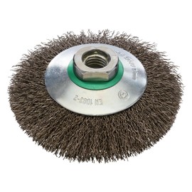 RHODIUS EKBW | 1 x Piece Diameter 100 mm Taper Brush Stainless Steel | Wavy Wire 0.3 mm, M14, Wire Brush Angle Grinder, Cleaning Brush, Steel Brush