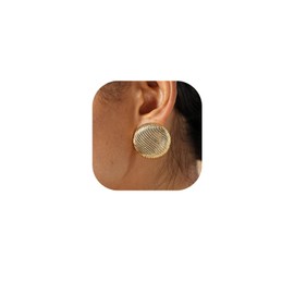 Fattevile Large Gold Circle Earrings Textured Round Earrings for Women 14K Gold Stud Earrings for Women Statement Earrings Exquisite Jewelry Gift for Women (Gold 1)