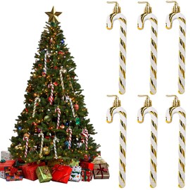 Christmas Glitter Candy Cane,Candy Cane Christmas Decorations,Christmas Plastic Candy Cane,Christmas Tree Hanging Ornaments for Winter Holiday Home Decorations (Gold)