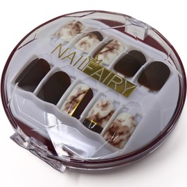 COLORBIRD NAILFAIRY (042) Nail Tips, Short, Brown, Marble, Cute, 30 Pieces