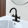 Derengge Matte Black Bathroom Faucet,Two-Handle Bathroom Sink Faucet Water Supply