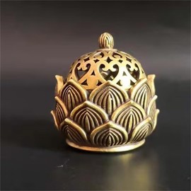 1Pc Gold Lotus Incense Burner Vintage Flower Incense Holder Incense Cone Burner for Home Fragrance Decoration（2.9 * 3cm，Incense and Incense Holders,Incense Cone Holder,Incense Burner