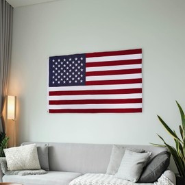 Bradford Cotton American Flag 3x5 feet for Indoor, Embroidered Star USA Flags Made in USA Soft Material, Cloth US United State Flag with 2 Brass Grommets