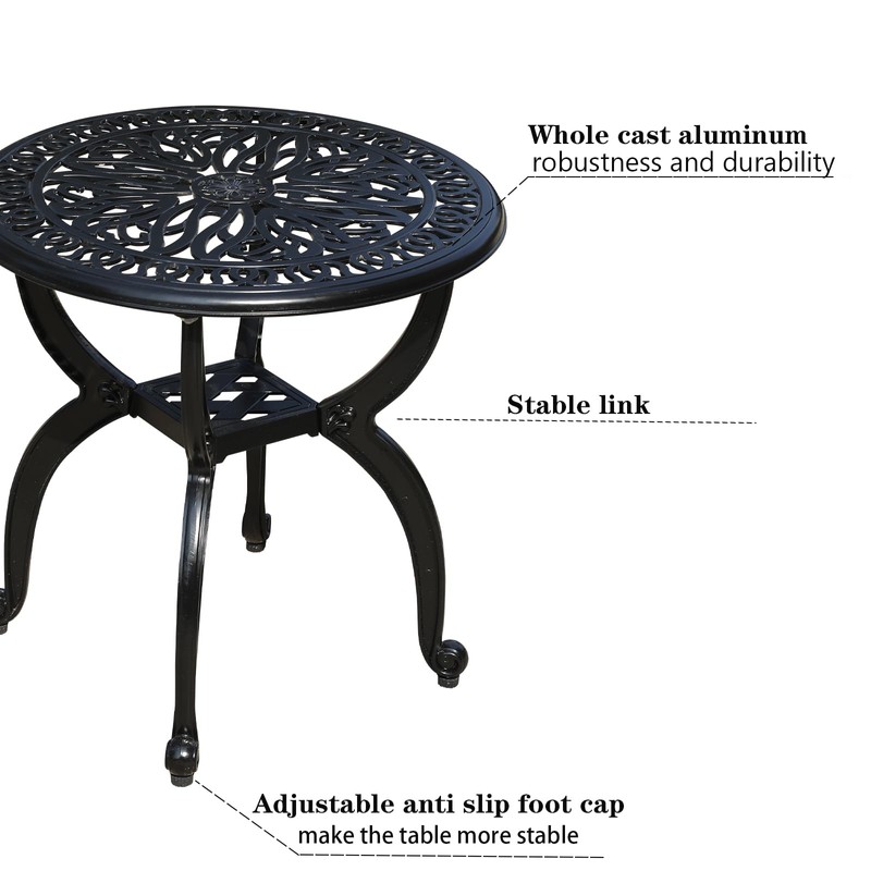 GXOUTAL Cast Aluminum Outdoor Side Table, All Weather Round Small