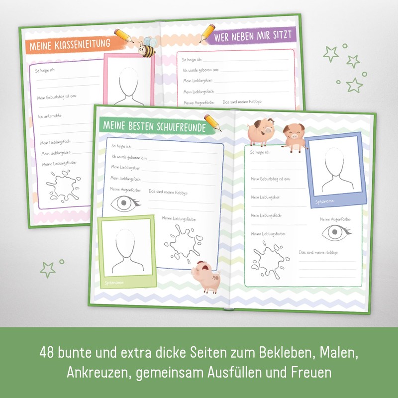 Endlich Schulkind! A5 Memory Book for School Enrolment "Green" Hardcover