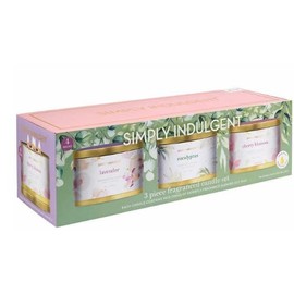 Simply Indulgent 3 Piece Fragranced Candle Set Made with Essential Oils and Soy Wax -Each CandLe contains 14 oz (369g) (Tin Vessels with Lids Included) Scents: Eucalyptus, Cherry Blossom, and Lavender