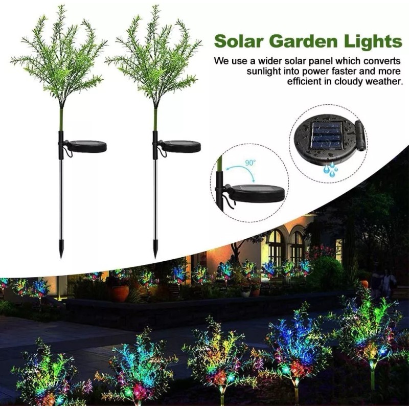 NineFox Paquete 2 Luces Solares Para Jardín 15 Led Multicolor