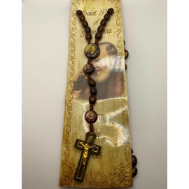 St. Pio Devotional Cord Rosary Wood - 19" L, 1 3/4" Crucifix