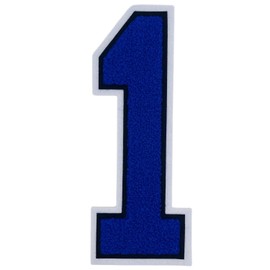 1 Pcs 8.0" Royal Blue Chenille Number Patches, Iron On or Sew On Appliques for Clothing, Jackets, Backpacks Varsity Style Large Number Patches with White Border (Royal Blue 1)