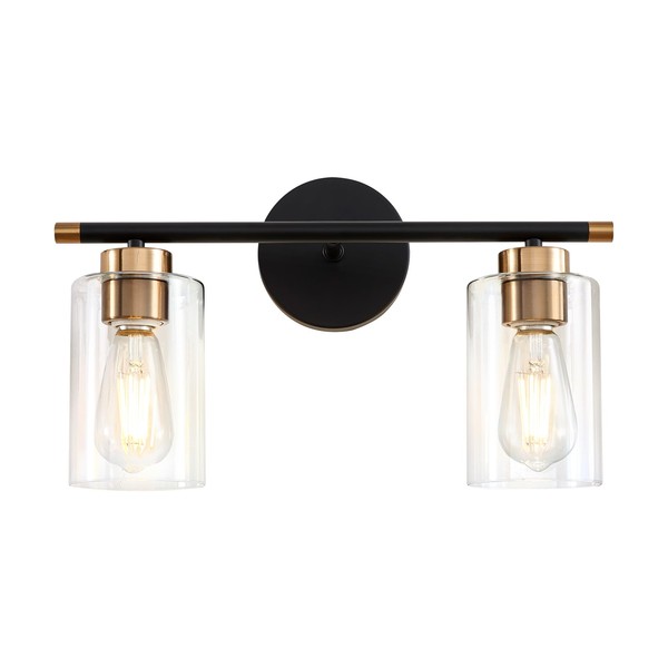 Uiimeces Black Bathroom Light Fixtures, 2-Light Bathroom Vanity Light Over