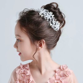 Hair Ornament, Flowers, Lily, Headband, Hair Accessory, Headdress, Crystal, Pearl, Petals, Children, School Entrance Ceremonies, Recitals, Weddings, Photography, White