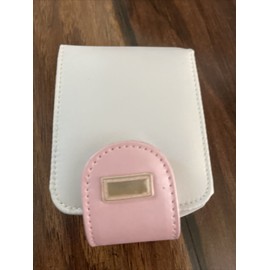 Double Lipstick Case Holder Mini Makeup Cosmetic Travel Leather Pouch w/ Mirror