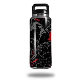 WraptorSkinz Skin Decal Wrap for Yeti Rambler Bottle 36oz Twisted Garden Gray and Red (YETI NOT INCLUDED)