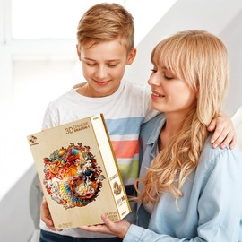 Wooden Puzzles for Adults, Wooden Jigsaw Puzzles for Adults, Dragon Puzzle-3D Chinese Dragon-1 Unique Shaped Wood Puzzles Adult, Creative Birthday Gifts for Friends Family Game (13.4 * 13.3in 300pcs)