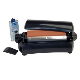 Norton Abrasives IM200 Home Tri-Stone Sharpening System Includes 8" Coarse Crystolon, Medium Crystolon and Fine India Stones, 4-1/2 Ounce Lubricating Oil, Plastic Angle Guide and Reservoir Unit