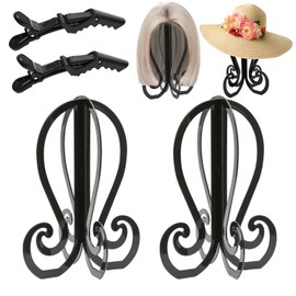 FcaecY 2 Pcs Durable Wig Holder Travel, Portable Wig Stand, Wigs Support Stand for Short Hair, Plastic Head, Hats Cosplay