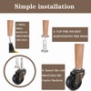 4-Piece Set of Antique Brass Rollers with Rubber Wheels Suitable