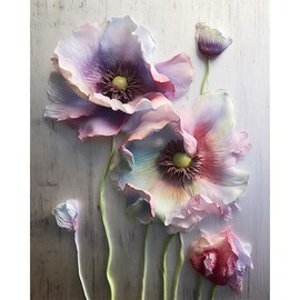 changjiawujin Poppy Paint by Number Solar Flowers,Lotus Flower Paint by Numbers Kit for Adults,Easy DIY Oil Painting by Numbers Art Craft Set 16x20 inch