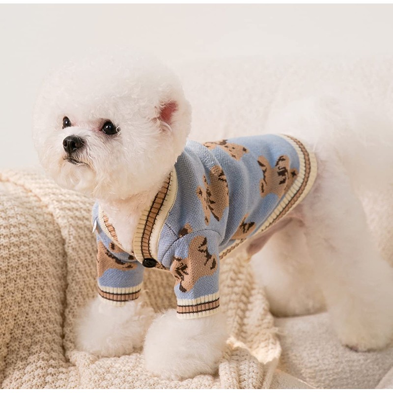 Souher ペット服 犬用セーター 秋冬 犬 服 ニットドッグウェア 熊の柄 防寒 カーディガン