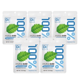 DC24 DAILY CARE 100% Xylitol Gum, Aspartame Free, Sugar Free Peppermint Chewing Gum, Natural Flavors, Gluten Free, Vegan, 20 Pieces, Pack of 5