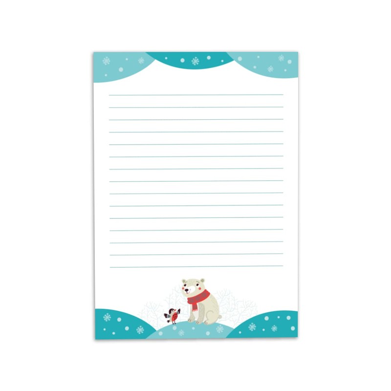 Bear Christmas Letter Paper Set with Envelope for Kids Girls