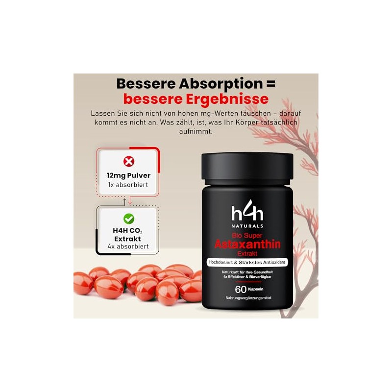 H4H Organic Super Astaxanthin - High Dose with 4x Better