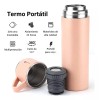 Vaccum Flask Termo 500ml, 3 Tazas, Acero Inoxidable 12 Hras