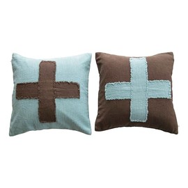 Creative Co-Op Set of 2, 20" Square Cotton Pillow, 20" L x 20" W x 3" H, Multi Color