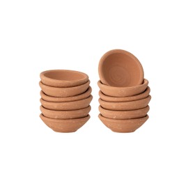 Creative Co-Op Terracotta Tealight and Votive Holder Bowls in Jute Bag, Set of 12