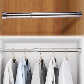 JIAMIAN 31cm-52cm Extendable Wardrobe Pole, Stainless Steel Wardrobe Guide Rail, Adjustable Hanger Pole, Wardrobe Pole, Hanger Tube, Suitable For Wardrobes, Showers, Balconies, Windows