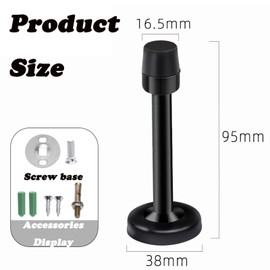 2PCS Black Door Stop, Door Stop Black, Stainless Steel Rubber Door Stoppers for Skirtings, Screw Mounted Hydraulic Doorstops, Sound Dampening Bumper Door Stoppers for Walls