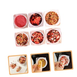 Outanaya 1 Set Heart Nail Glitter Set Red Heart Nail Sequins for Decoration for Valentine Day Special Occasions