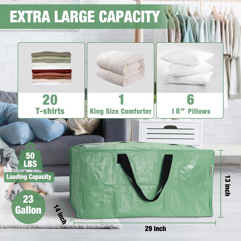 WORKPRO 6 Pack Extra Large Moving Bags with Zippers &