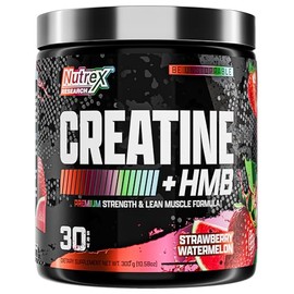 Nutrex Research Creatine HMB Powder - Creatina monohidrato en polvo con HMB - Fórmula transparente - Sabor fresa sandía - 30 porciones - 300 gr
