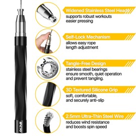 Jump Rope, High Speed Jump Rope, anti-slip silicone Grip, Tangle-Free, Self-Locking Screw-Free Design, Jump Ropes for Fitness, Skipping Rope for Workout Fitness, Crossfit & Home Exercises (Black)