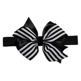 EmilyRose Couture Ribbon Twist Hair Bows (Large Headband, Black Stripes)