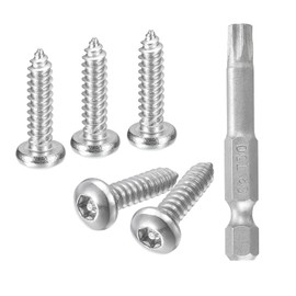 uxcell #14 x 1 Torx Security Screws, 30pcs Button Head Tamper Resistant Self Tapping Screws, 304 Stainless Steel Anti-Theft Screws with Bit T30